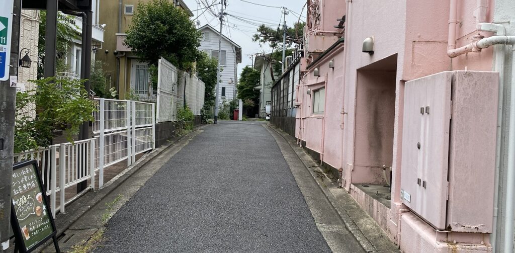 メープル通りを左に曲がった風景