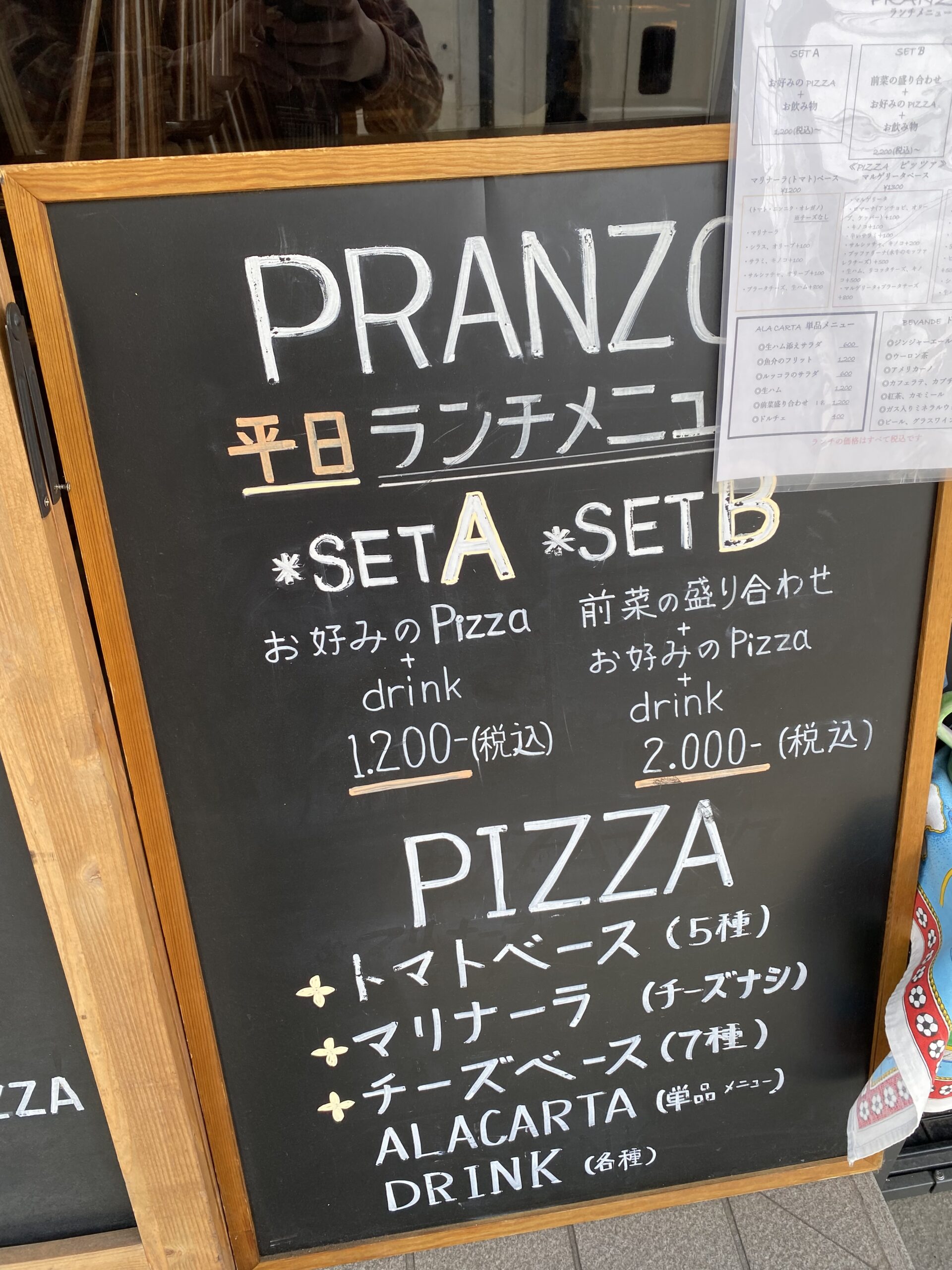 LA STAZIONE DELLA PIZZA （ラ スタツィオーネ デッラ ピッツァ）の看板は手書きでオシャレですよね！ピザが楽しみ！