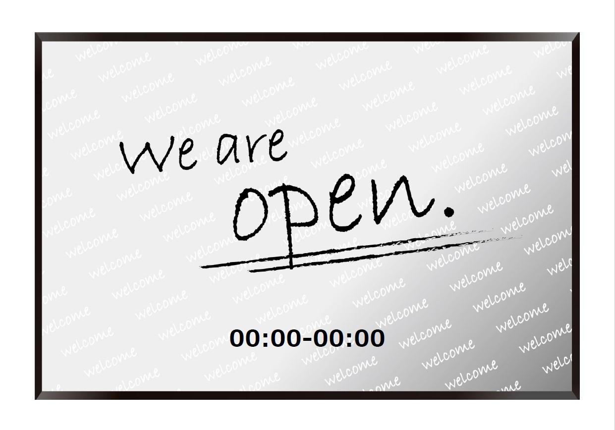 お店の営業中をお知らせする張り紙のExcel・Word・PDFをダウンロードし利用出来るおしゃれなテンプレートとなります。ExcelとWordで営業時間の編集や