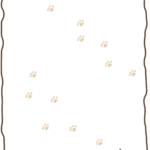 猫と足跡のシルエットがイラストで描かれた上品で落ち着きのあるフレーム素材「透過PNG」素材となりポスターやお手紙、発表会などのご案内にも適しています。足跡はうっ