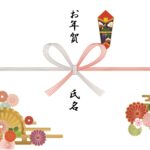 のし紙テンプレート　和風（JPG/PNG/PDF/Word)お年賀・お歳暮におすすめのし紙のテンプレート（ひな形）です。扇子や花など豪華な和風の柄を入れているの