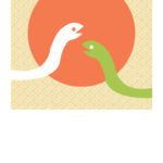 無料テンプレート 2025年の年賀状テンプレート（巳年） カフェ