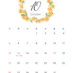 金木犀のリースがかわいい2025年10月度月間カレンダー（縦型）になります。ビジネス、個人利用、店舗利用にいかがでしょうか。サイズの変更や追記などアレンジ可能で