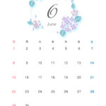 季節のお花のイラスト入りマンスリーカレンダー。2025年6月は「紫陽花」をデザインしました。季節感のあるマンスリーカレンダーのテンプレートは無料でお使い頂けます