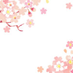 季節の花（4月・春）桜の花と花びらのかわいいフレーム（卒園・入園・卒業・入学）など学校行事などに幅広くご利用頂ける桜のデザインとなります。テンプレートとなります