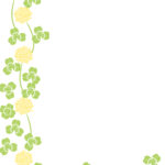 3月・クローバー＆シロツメクサの花フレーム素材（縦型・透過・白黒・メニュー・POP・お便り・写真・誕生日）素材のテンプレートとなります。 クローバー＆シロツメク