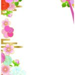 和柄＆菊の花の和風フレーム（お便り・メッセージカード）をでダウンロード！和風イメージのイラストフレームとなり、おしゃれなデザインの為にメッセージカードやお便りな