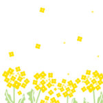 4月の春・菜の花フレーム素材（縦型・透過・白黒・お便り・写真・誕生日）のテンプレートとなります。 菜の花が咲き乱れる4月デザインのフレームとなります。透過PNG