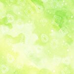 パステルカラー＆宝石がイラストで描かれている背景素材となり、グリーン、パープル、ピンク、ブルーの他にミックスされた虹色のテンプレートもあります。宝石のオシャレデ