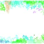 水彩風の若葉のフレーム（席札・POP・招待状・イベント）に使える飾り枠のテンプレートとなります。ダウンロード後にJPG/PDF/透過PNG/モノクロJPGを利用