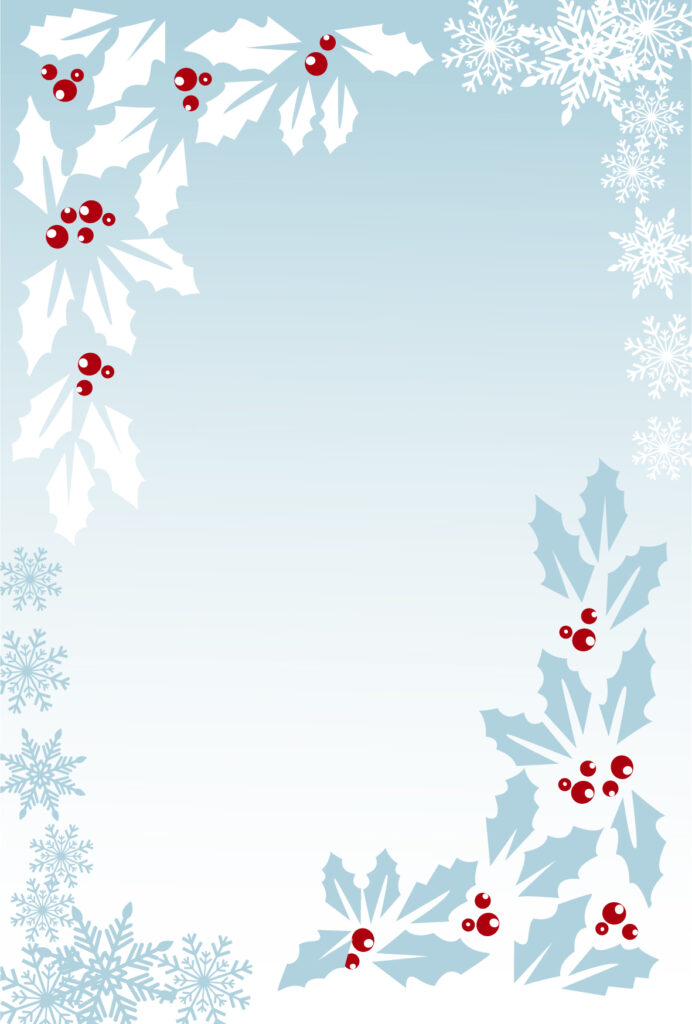 12月のデザイン(雪の結晶と柊