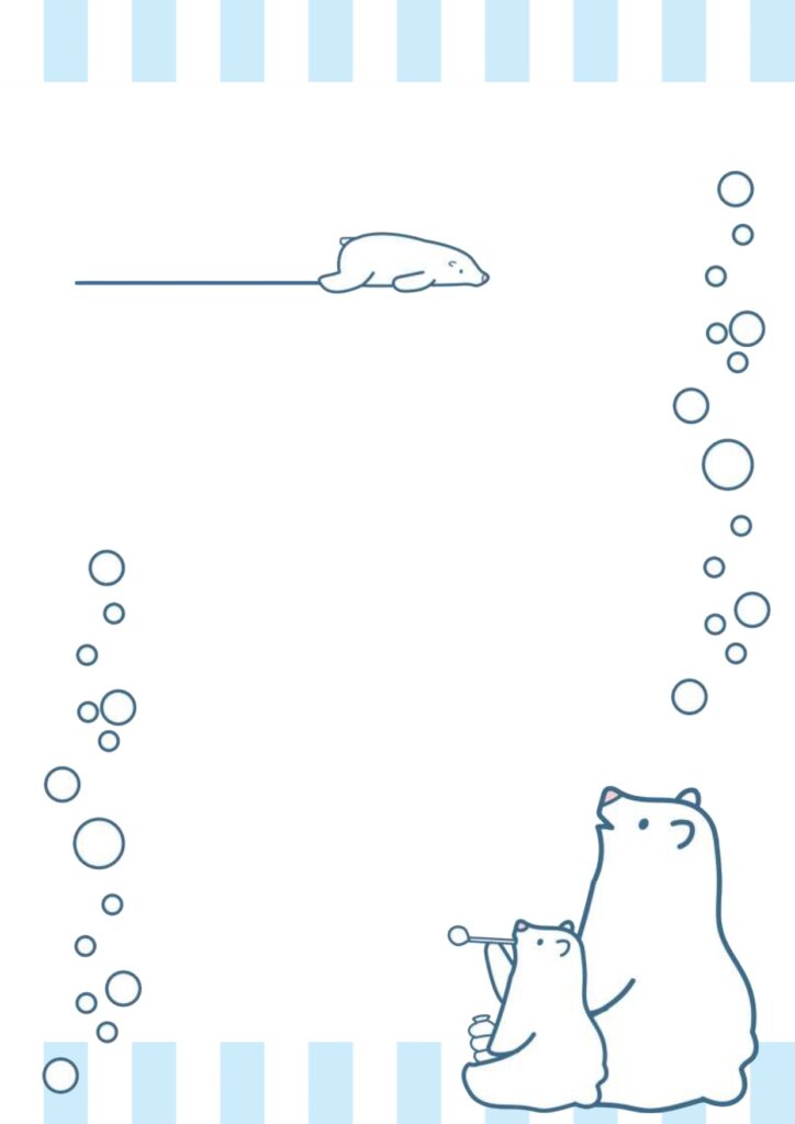 シロクマの親子とシャボン玉のオ