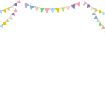 パーティーの定番！カラフルなガーランドの素材で6色から選べる！透過pngでヘッダー画像に便利！ 彩りが良く、明るく楽しい印象のガーランドのイラストです。色が6種