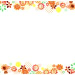 夏の花のひまわりがデザインされたフレーム（アルバム作成・暑中見舞い・お手紙）など様々な用途で利用可能な、ひまわりがデザインされた飾り枠となります。 夏のイメージ