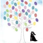 【ウエディングツリーのテンプレート】サンプルを参考に手作りできる！シンプルなデザインでおすすめ♪ シンプルな白い幹の大きなツリーでアレンジが効くデザインの「ウエ