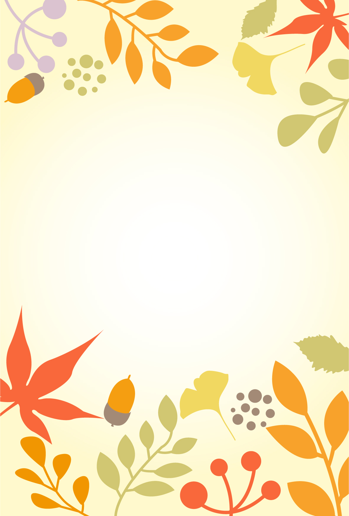 11月のデザイン（銀杏・紅葉・どんぐりのかわいいイラスト・育児サークル回覧・DM・掲示物）JPG・PNG・PDFをでダウンロードが出来る素材となります。サークル
