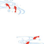 8月の夏の金魚フレーム素材（縦型・透過・白黒・お便り・写真・残暑見舞い）のテンプレートとなります。8月の暑い時期にピッタリな涼し気な金魚が描かれている素材となり