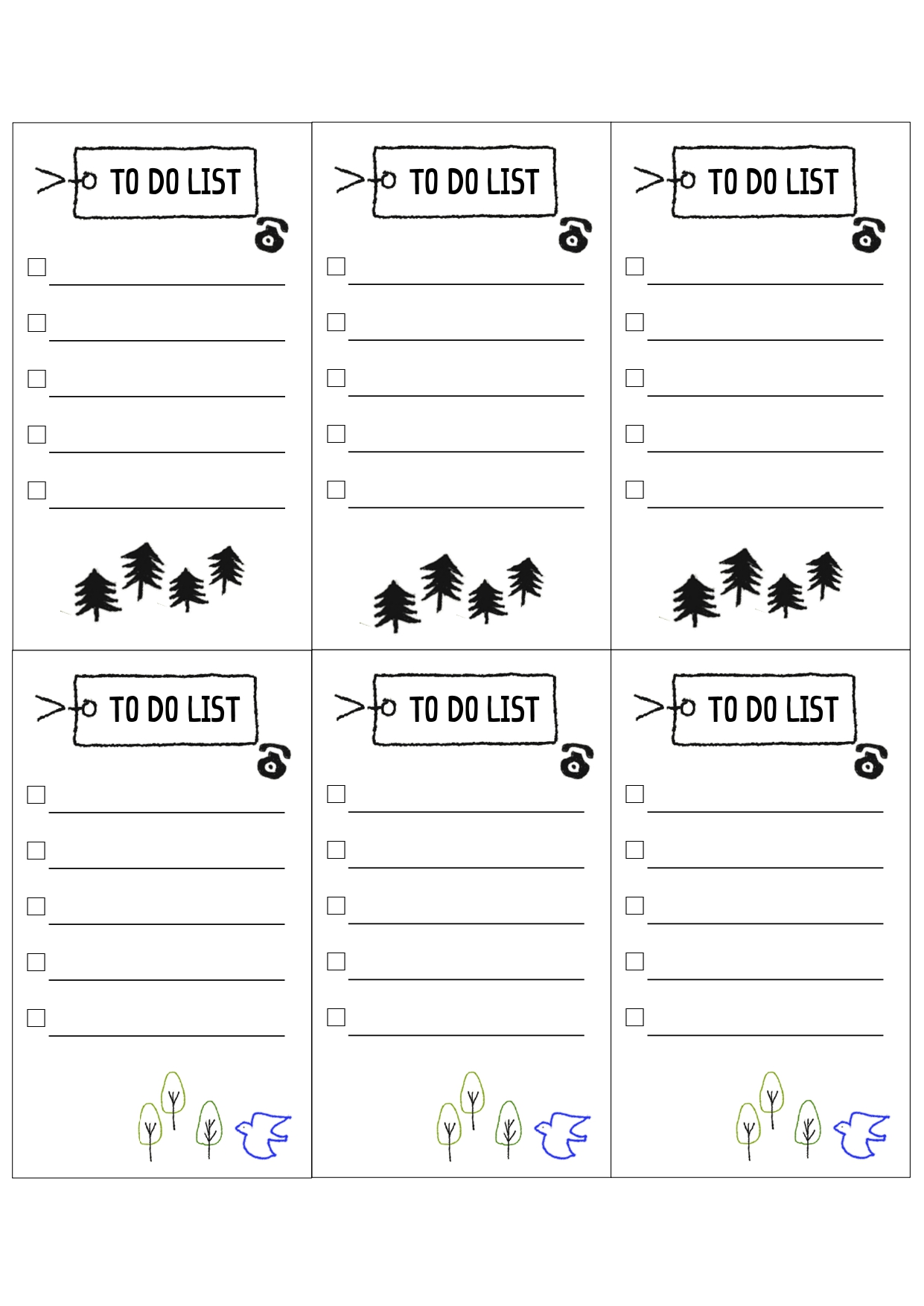 ToDoLIST(やる事)かわいい「A4・6分割・Excel・Word・PDF」簡単なメモとしても利用が可能なテンプレートです。やる事が決まっている場合はダウン