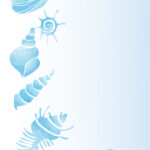 8月のデザイン（夏の海＆貝殻のかわいいイラスト・手紙＆お便り・お知らせ＆案内表示）JPG・PNG・PDFのテンプレです。8月は夏の海をイメージした涼しい雰囲気の