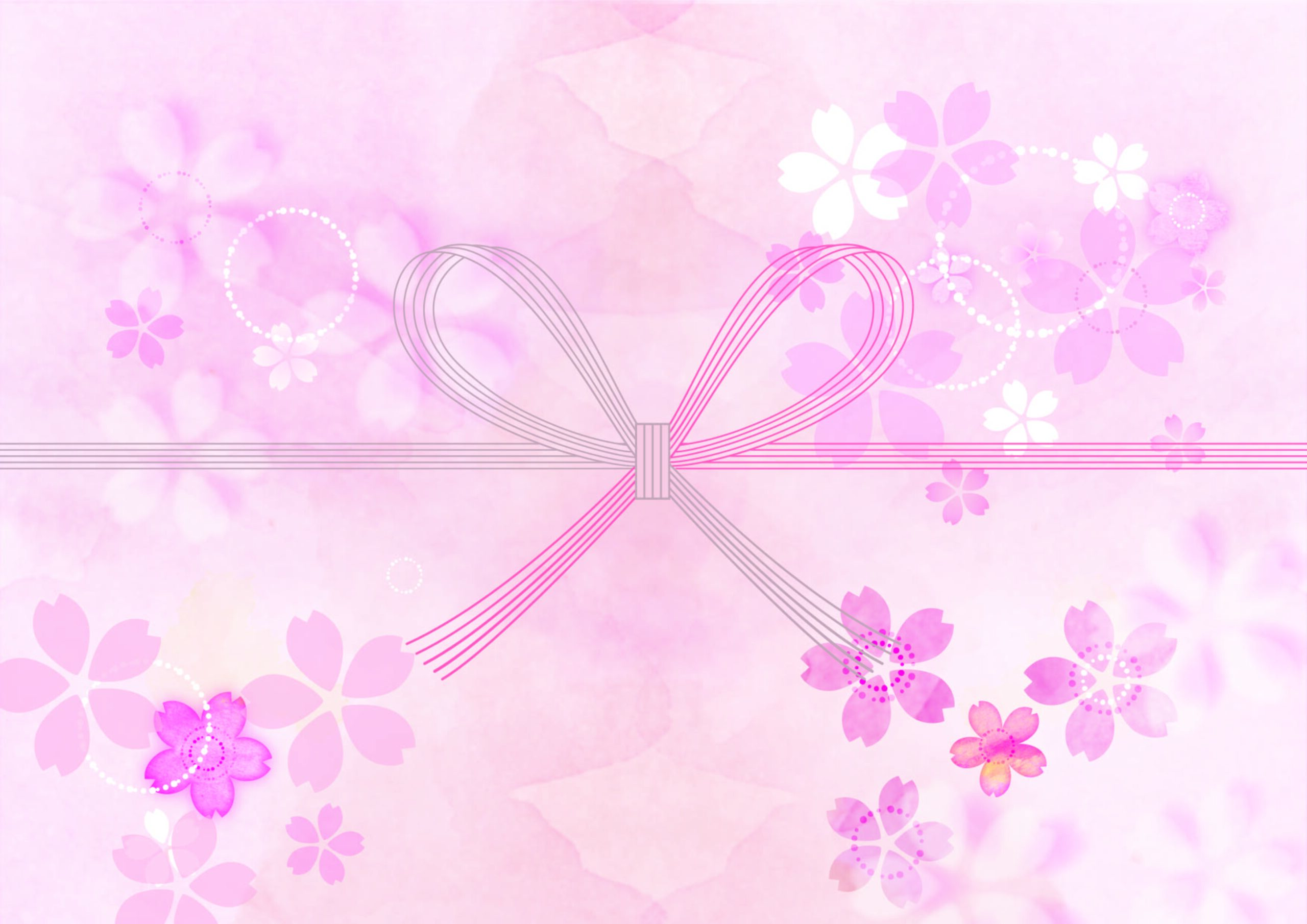 かわいい＆おしゃれ！のし紙結び切り（桜柄・紅白の蝶結び）「A4・Excel・PDF・Word・JPG」のテンプレートとなります。ダウンロードする事でA4サイズで