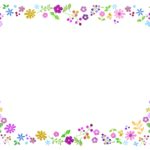 沢山の小花のカラフルなフレーム（春のメッセージカード・掲示用のPOP・お知らせ）に使える飾り枠となります。小花がイラストで沢山描かれている鮮やかなデザインのテン