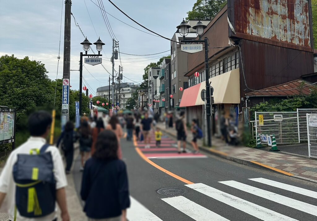 多摩川園前商栄会の通り