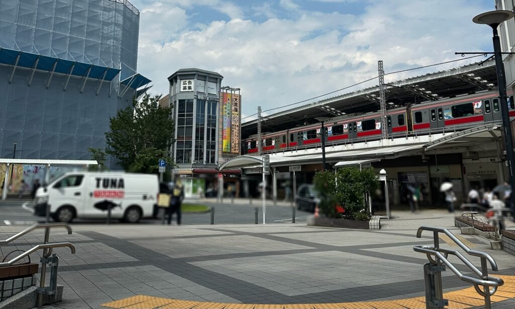 再開発工事中の自由が丘駅正面口