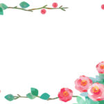 季節の花（11月・冬）山茶花のフレーム（手紙/PTA活動/掲示物/挨拶状）におすすめの飾り枠となります。11月のイメージ山茶花（サザンカ）が描かれたテンプレート