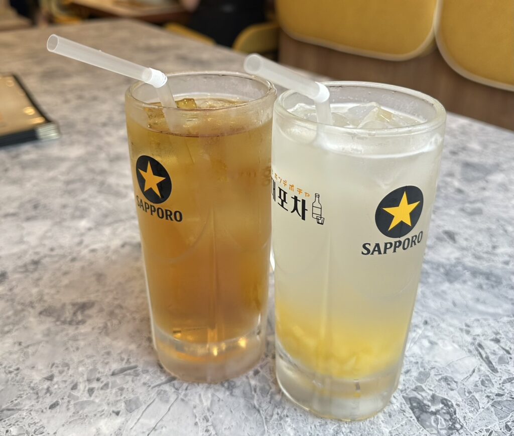 コーン茶＆ボンボンももジュース
