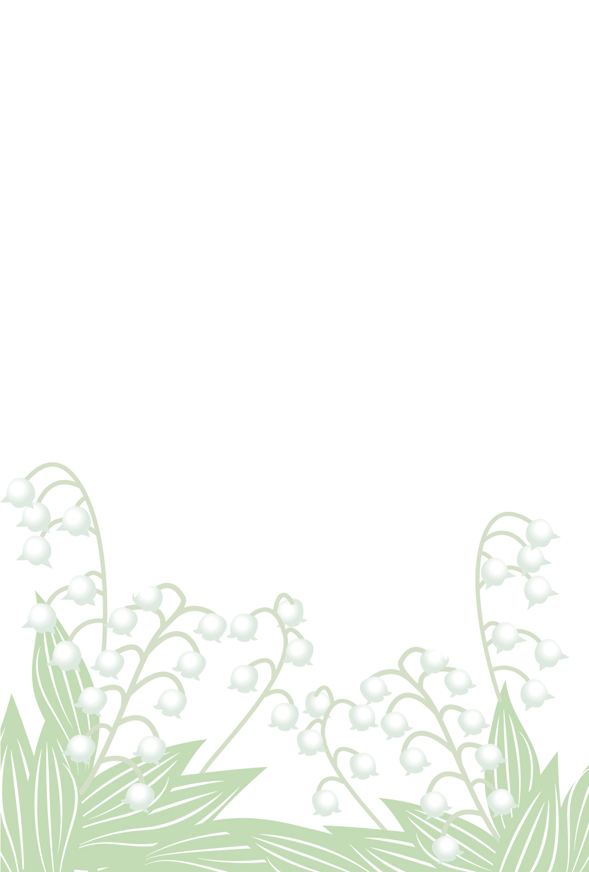 【5月おすすめ】白いすずらんの花が風に揺れるデザインの、かわいいメッセージカード！ ５月に開花時期を迎える「すずらん」のイラストのテンプレートです。白いベルがふ