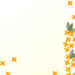 秋におすすめ★黄色のキンモクセイの花がかわいい、明るい印象の季節感を感じることのできるテンプレート！ 10月頃に開花時期を迎える「金木犀（きんもくせい）」のイラ