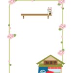 和菓子店・お菓子教室（かわいいフレーム）簡単編集「POP・お知らせ・張り紙」のかわいい素材となります。和菓子屋さんやお菓子関連の方におすすめのテンプレートとなり