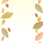 メッセージカードのフレームがどんぐりと落ち葉で描かれた、秋にぴったりのテンプレート！ 秋のモチーフを詰め込んだテンプレートです。秋を感じさせる配色で描かれており