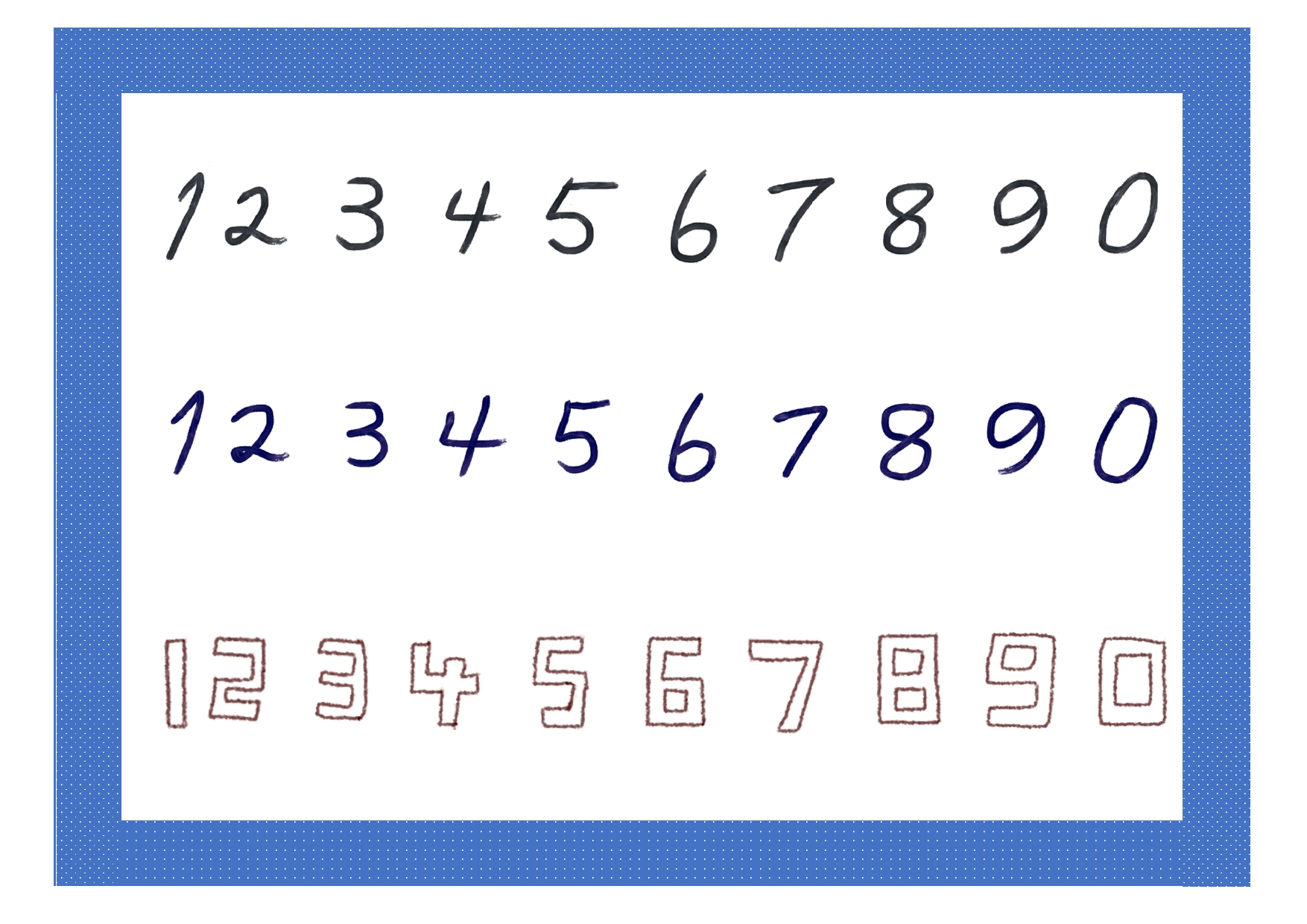【手書き風･かわいい数字のフォント】収納のラベリングやスクラップブッキングなどにオススメ！ 手帳やラベリングなどに使える、手書き風の数字のテンプレートです。ほぼ