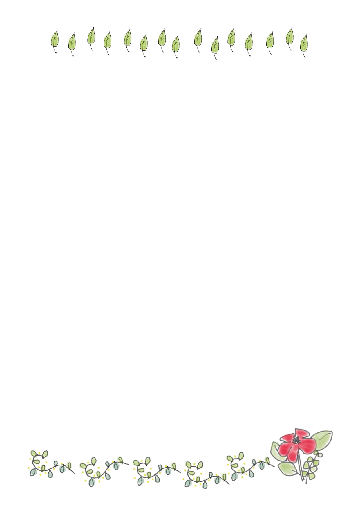 A4白地にお花のイラストが入っただけの、シンプルな台紙のテンプレート◎お手紙や張り紙のフォーマットとして使える！ いろいろなところでお使いいただける、Word文