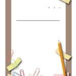 学校のお知らせ・プリント・張り紙に使える！ステーショナリーをデザインしたフレームとなります。文具が描かれておりますので、学校のお知らせやプリントに編集する事で簡