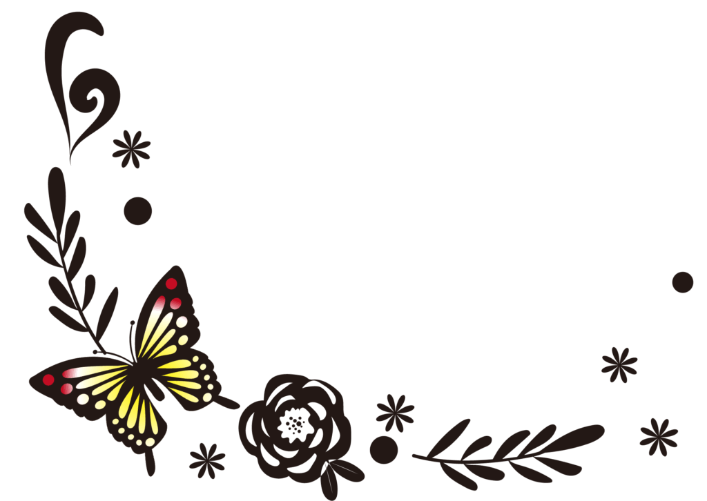 ステンドグラス風のデザイン＆蝶