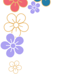 コーナー画像としておすすめの和風テイストのお花♪カラフルで綺麗に描かれた便利な素材！ コーナー画像や挿絵におすすめする、和風テイストのお花が、カラフルで綺麗に描