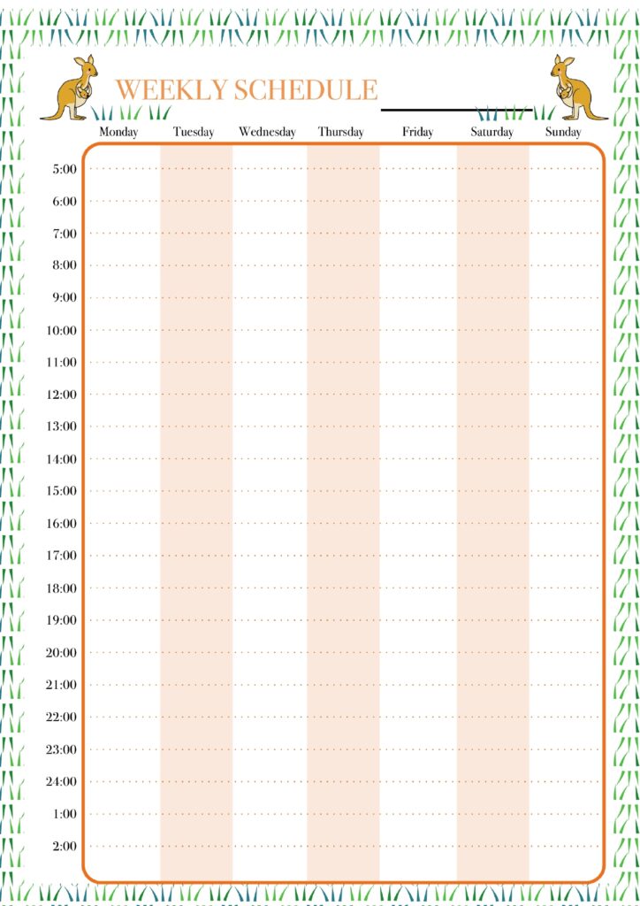 1日の予定が時間単位で書き込め