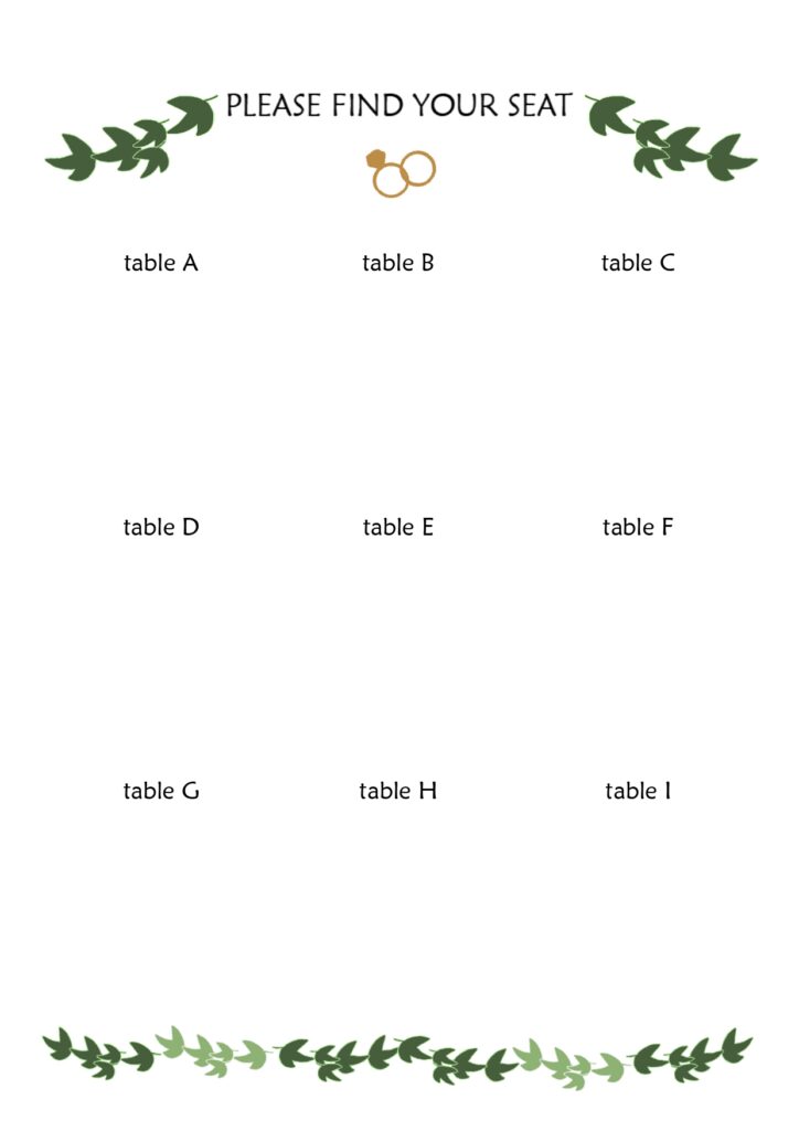 【結婚式･席次表】ナチュラルな