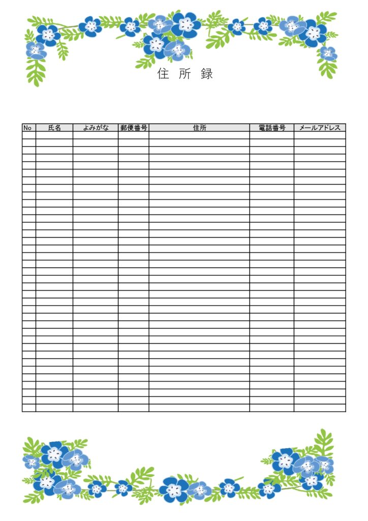 ブルーのネモフィラの花が華やか