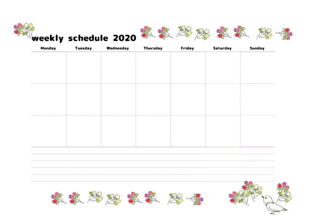 【ウィークリースケジュールのテ