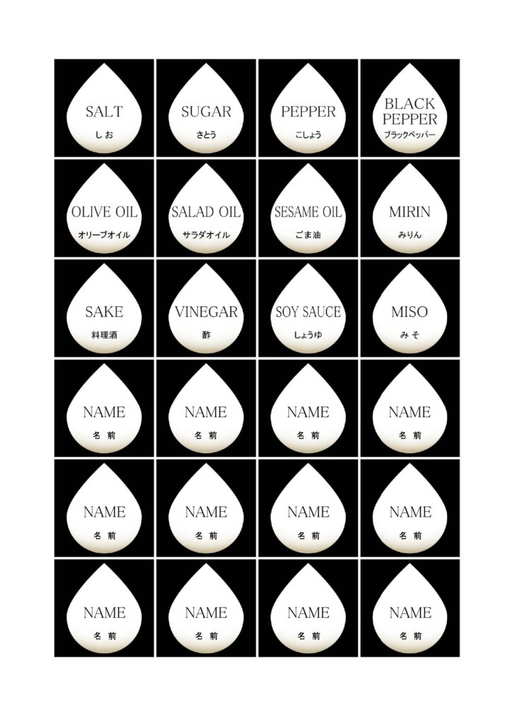 編集可能な調味料ラベル（シール