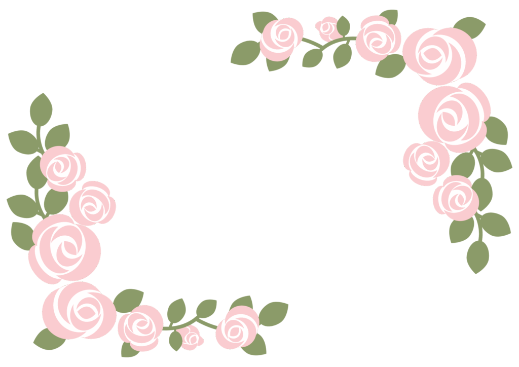 丸くてかわいい薔薇のフレーム画
