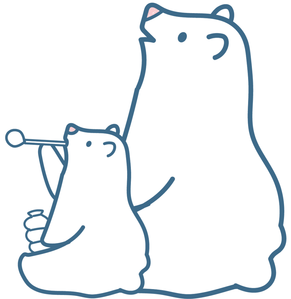 白くま親子がシャボン玉をしてい