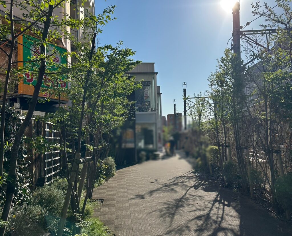 商業施設「トレインチ自由が丘」の緑道